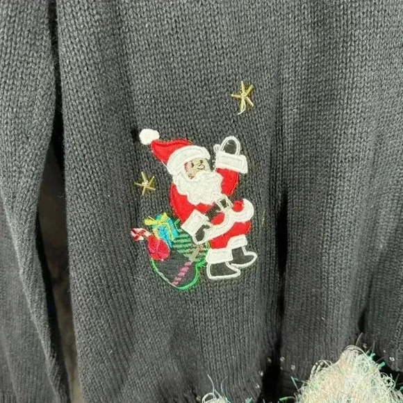 Holiday Editions Vtg Christmas Button Up Sweater Cardigan Womens Size L - Picture 7 of 7